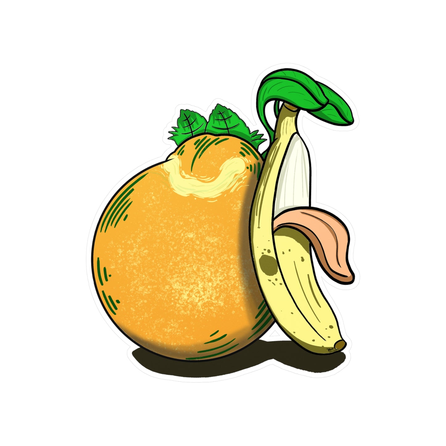 Hungry Orange and Clueless Banana pals (STICKER)