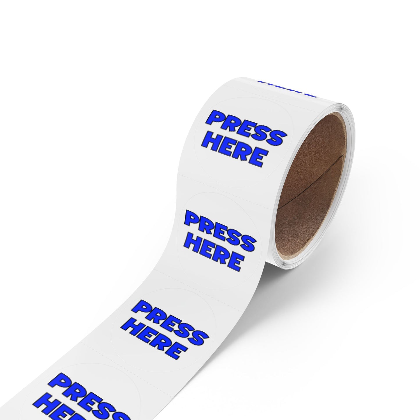Round Sticker Roll - "PRESS HERE" funny prank stickers in 50, 100, 250