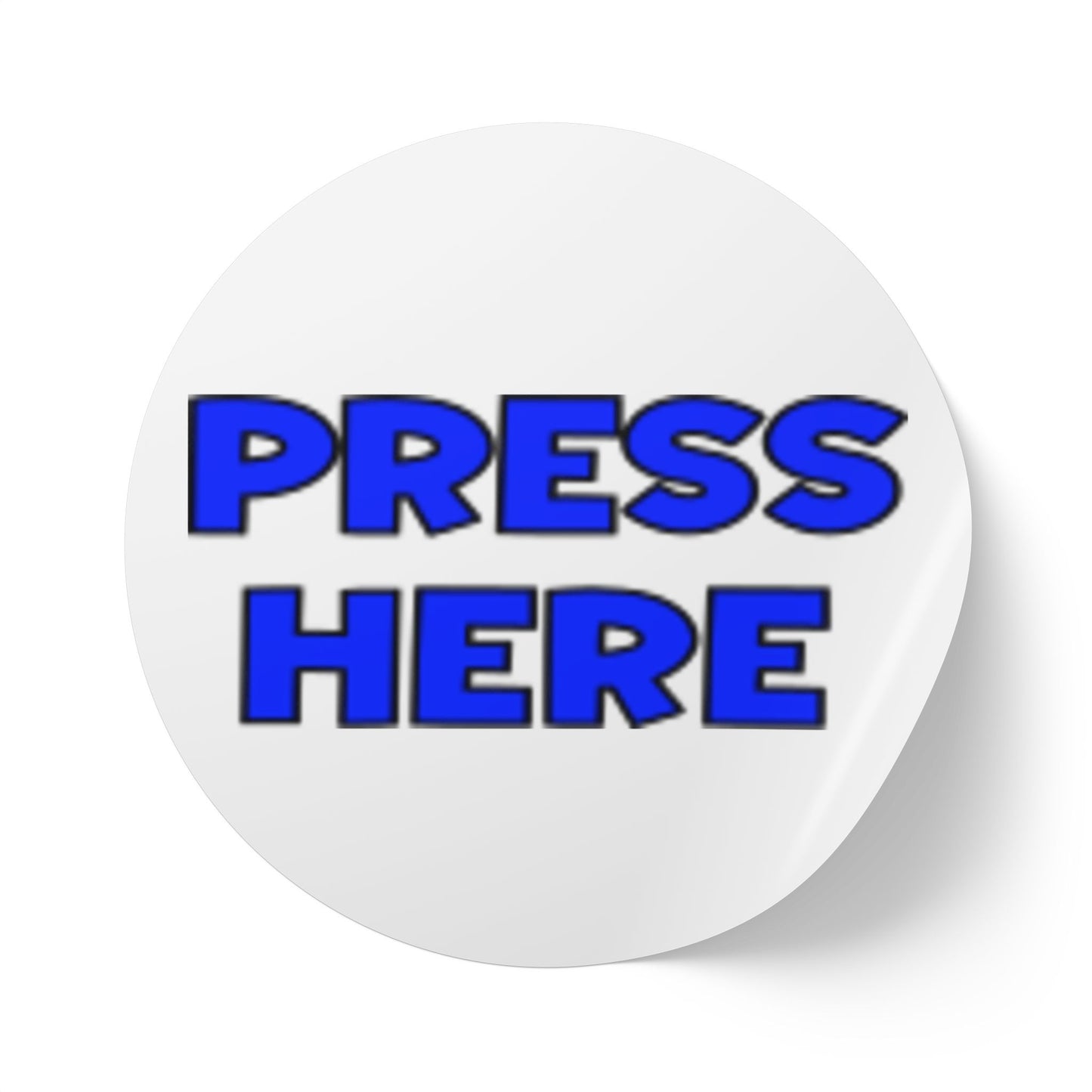 Round Sticker Roll - "PRESS HERE" funny prank stickers in 50, 100, 250