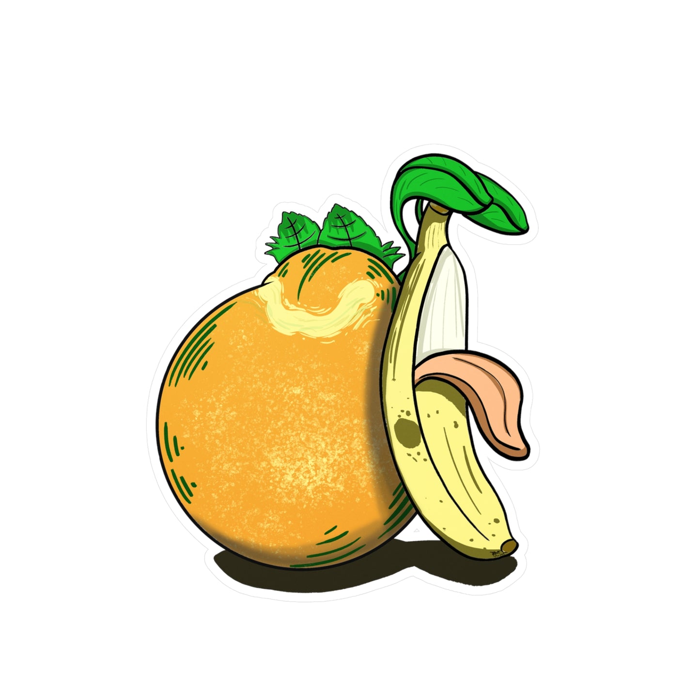 Hungry Orange and Clueless Banana pals (STICKER)