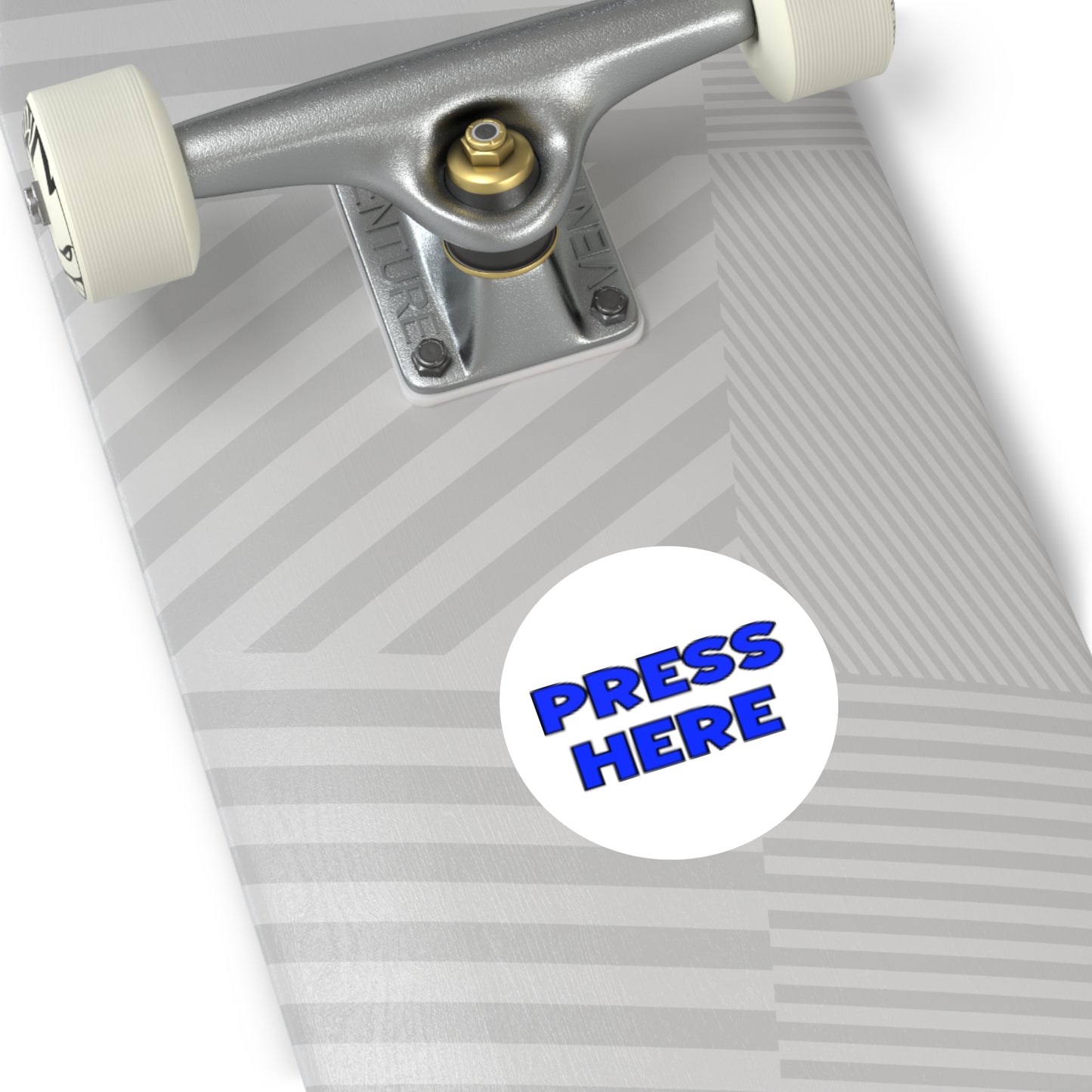 Round "PRESS HERE" Sticker — Funny decal for pranking (Indoor/Outdoor)