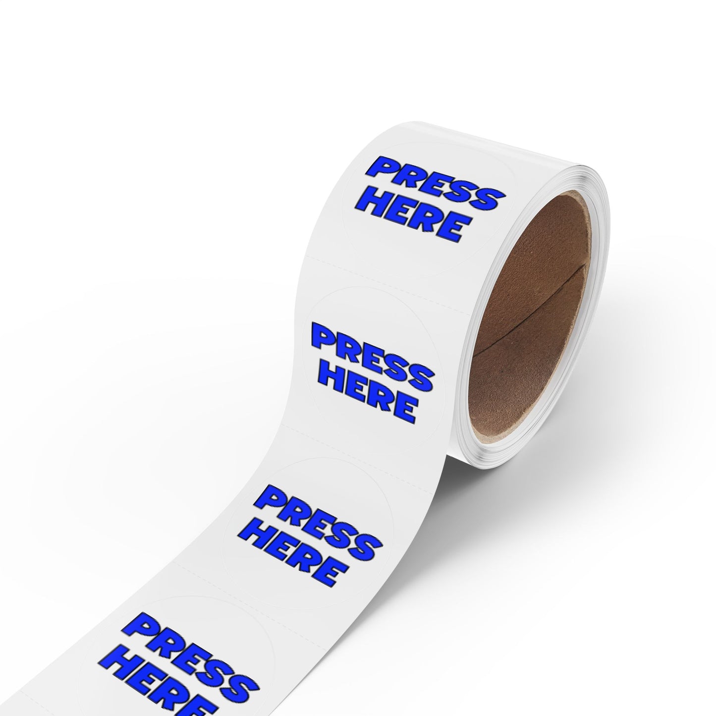 Round Sticker Roll - "PRESS HERE" funny prank stickers in 50, 100, 250