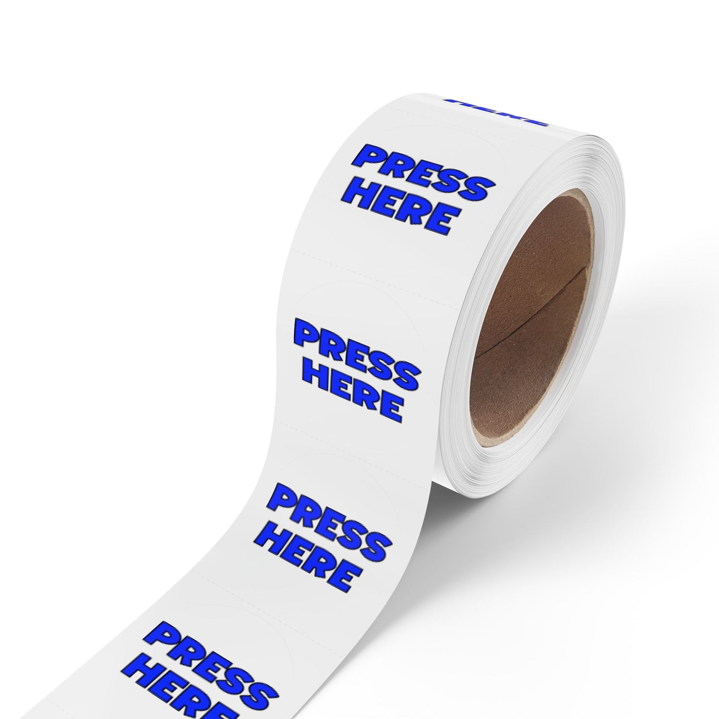 Round Sticker Roll - "PRESS HERE" funny prank stickers in 50, 100, 250