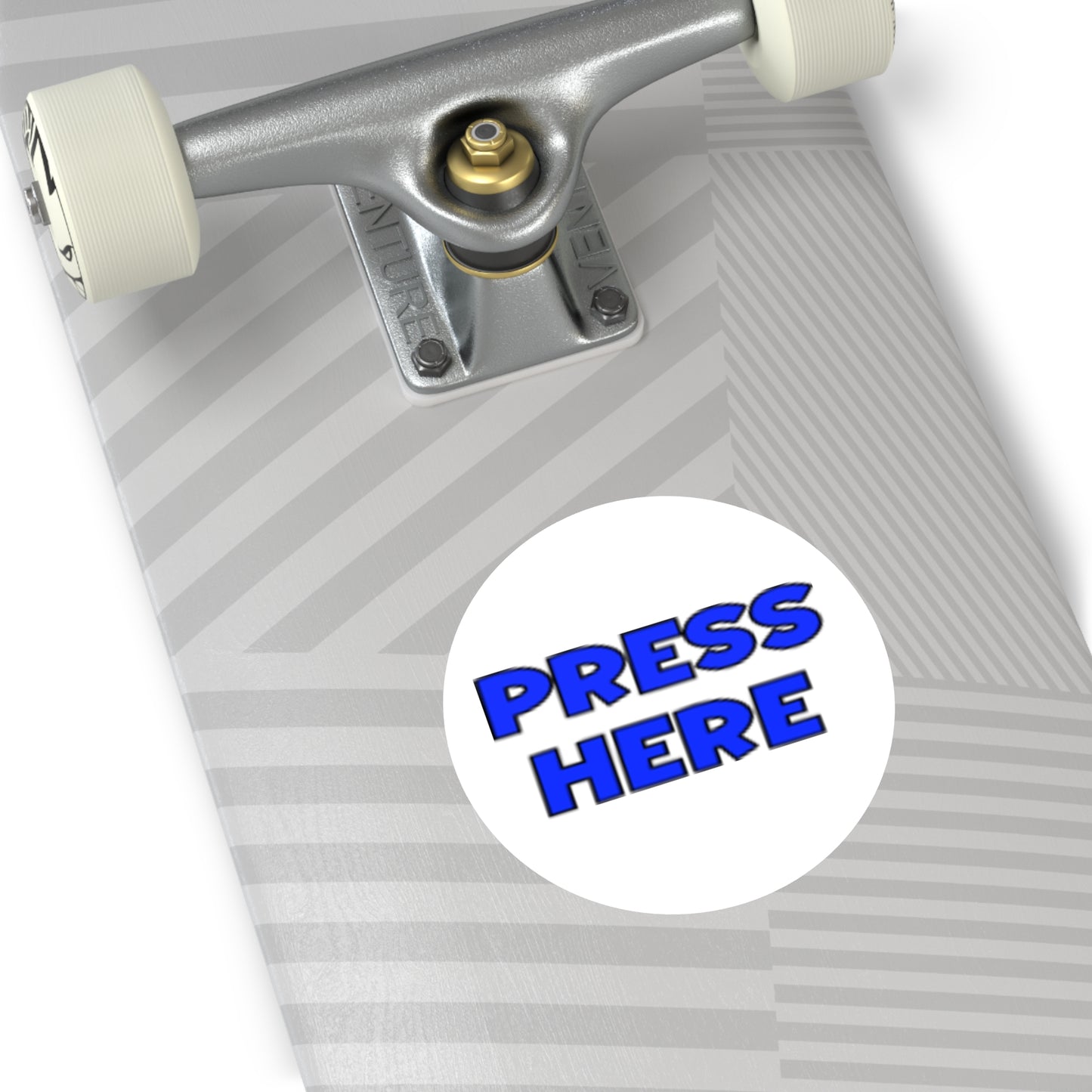Round "PRESS HERE" Sticker — Funny decal for pranking (Indoor/Outdoor)