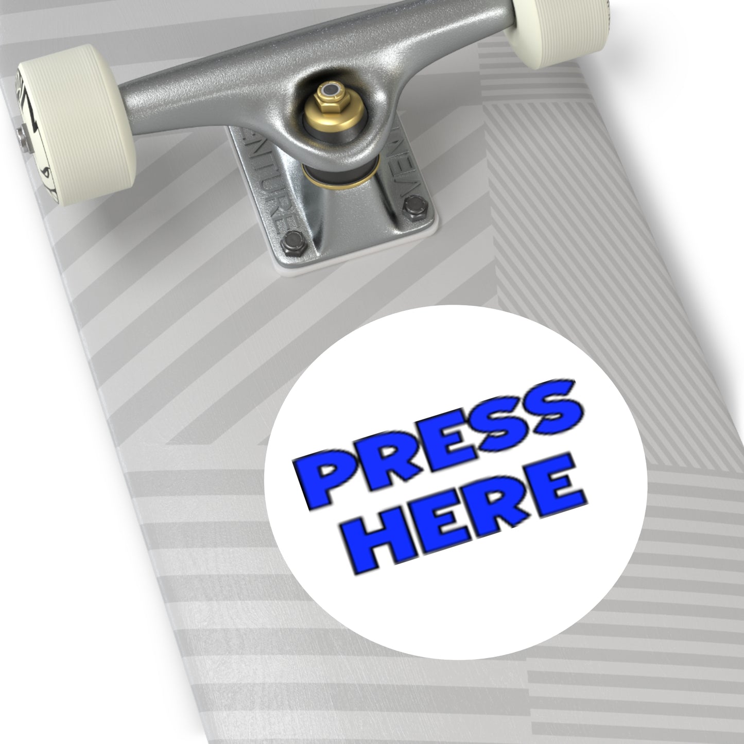 Round "PRESS HERE" Sticker — Funny decal for pranking (Indoor/Outdoor)