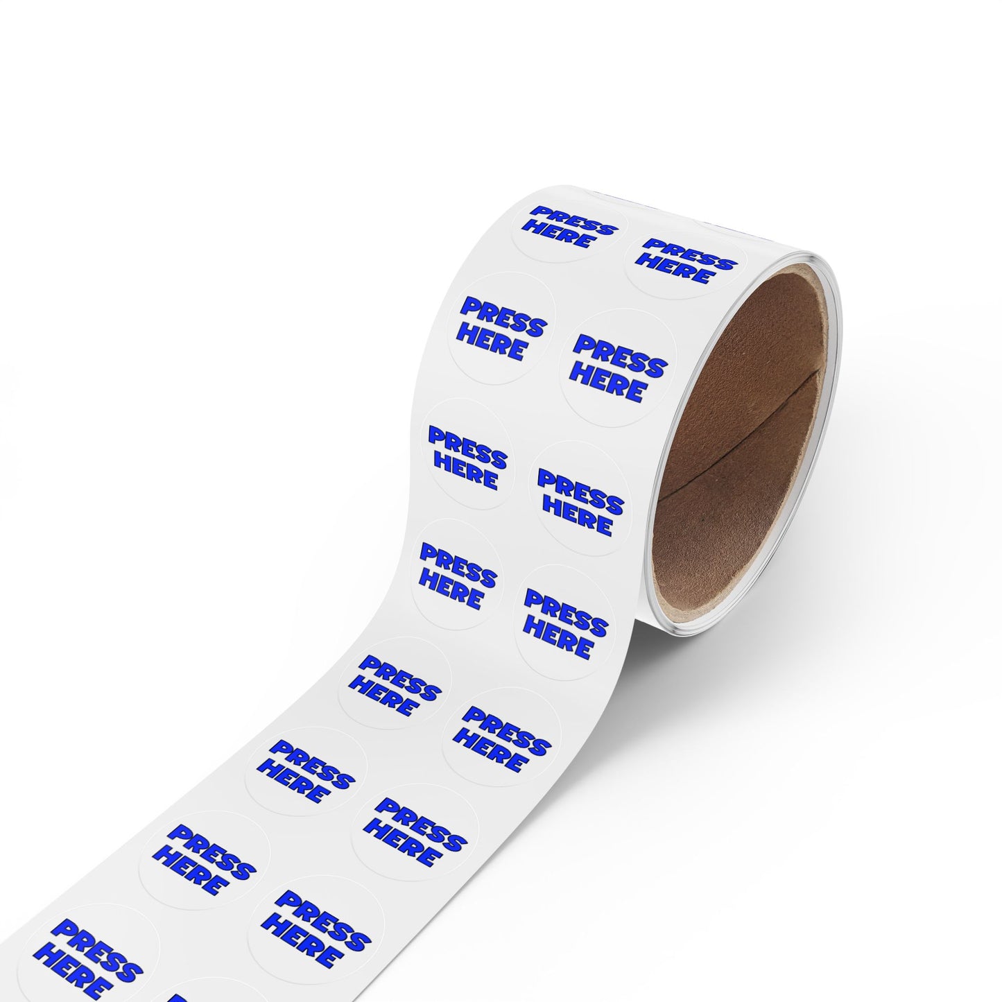 Round Sticker Roll - "PRESS HERE" funny prank stickers in 50, 100, 250