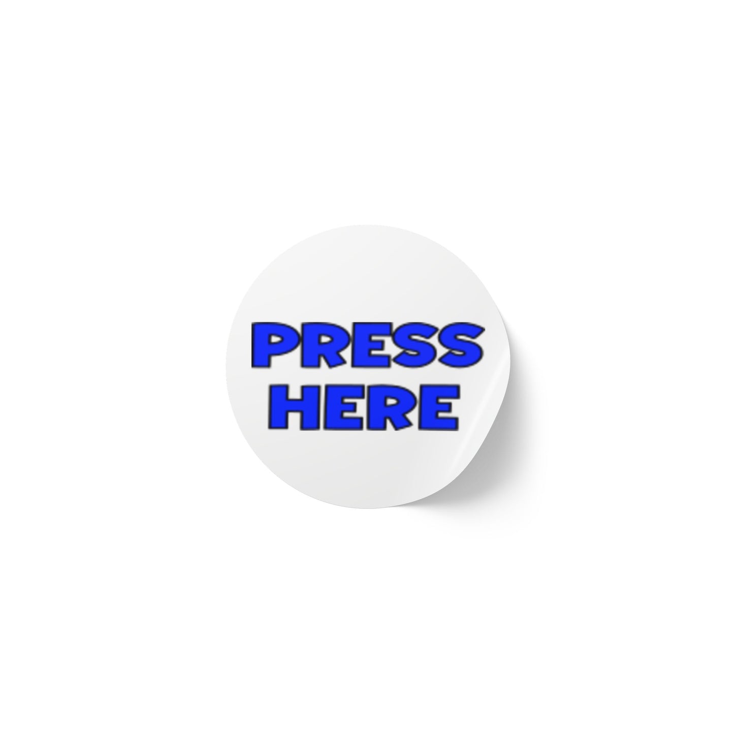 Round Sticker Roll - "PRESS HERE" funny prank stickers in 50, 100, 250