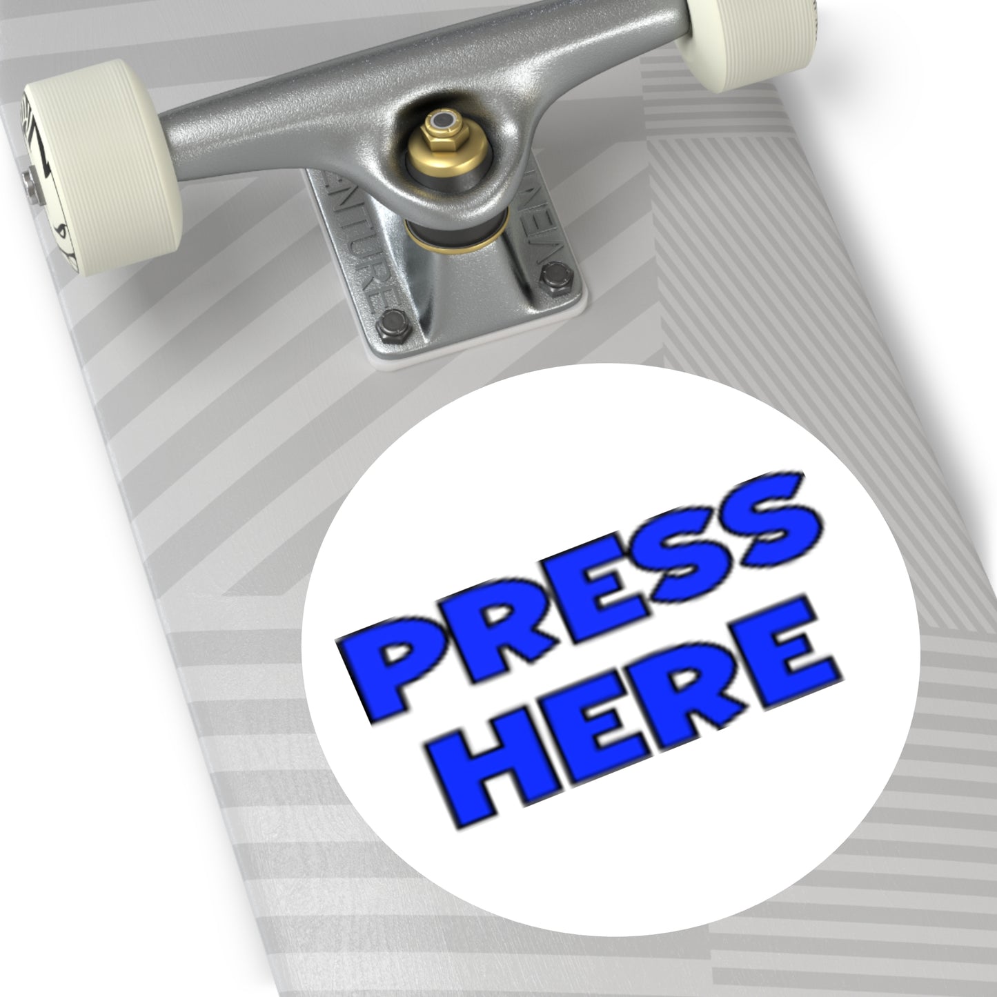 Round "PRESS HERE" Sticker — Funny decal for pranking (Indoor/Outdoor)