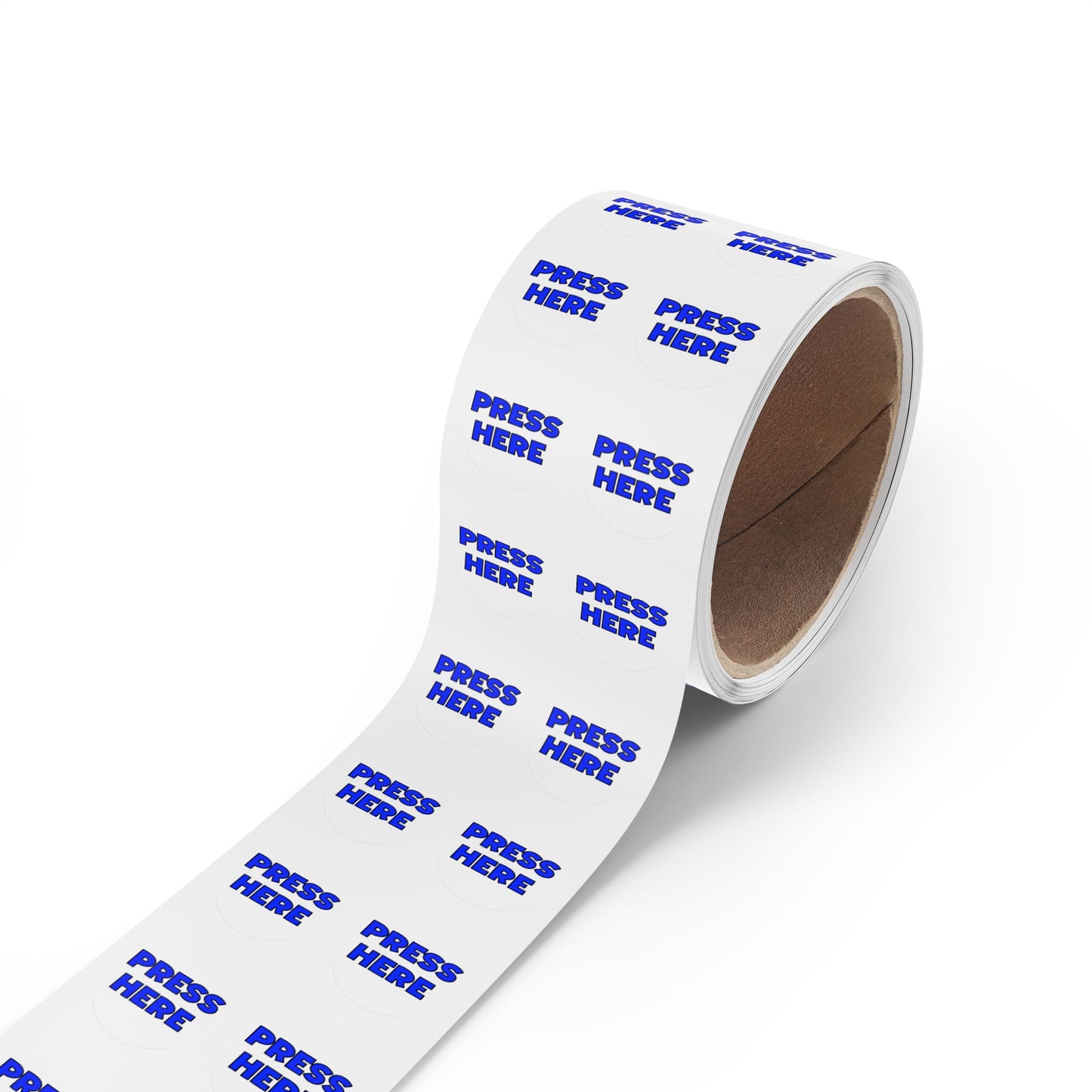 Round Sticker Roll - "PRESS HERE" funny prank stickers in 50, 100, 250