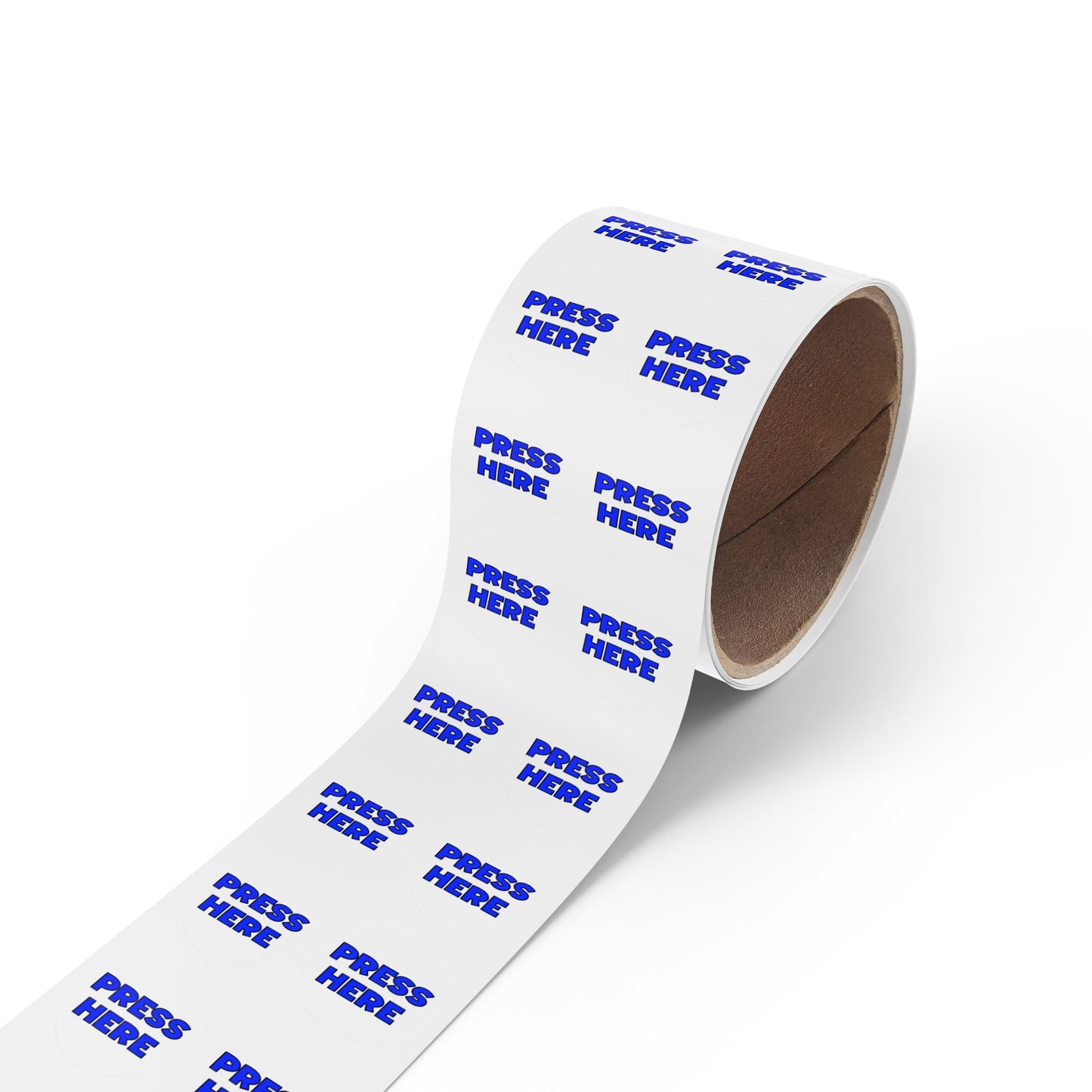 Round Sticker Roll - "PRESS HERE" funny prank stickers in 50, 100, 250