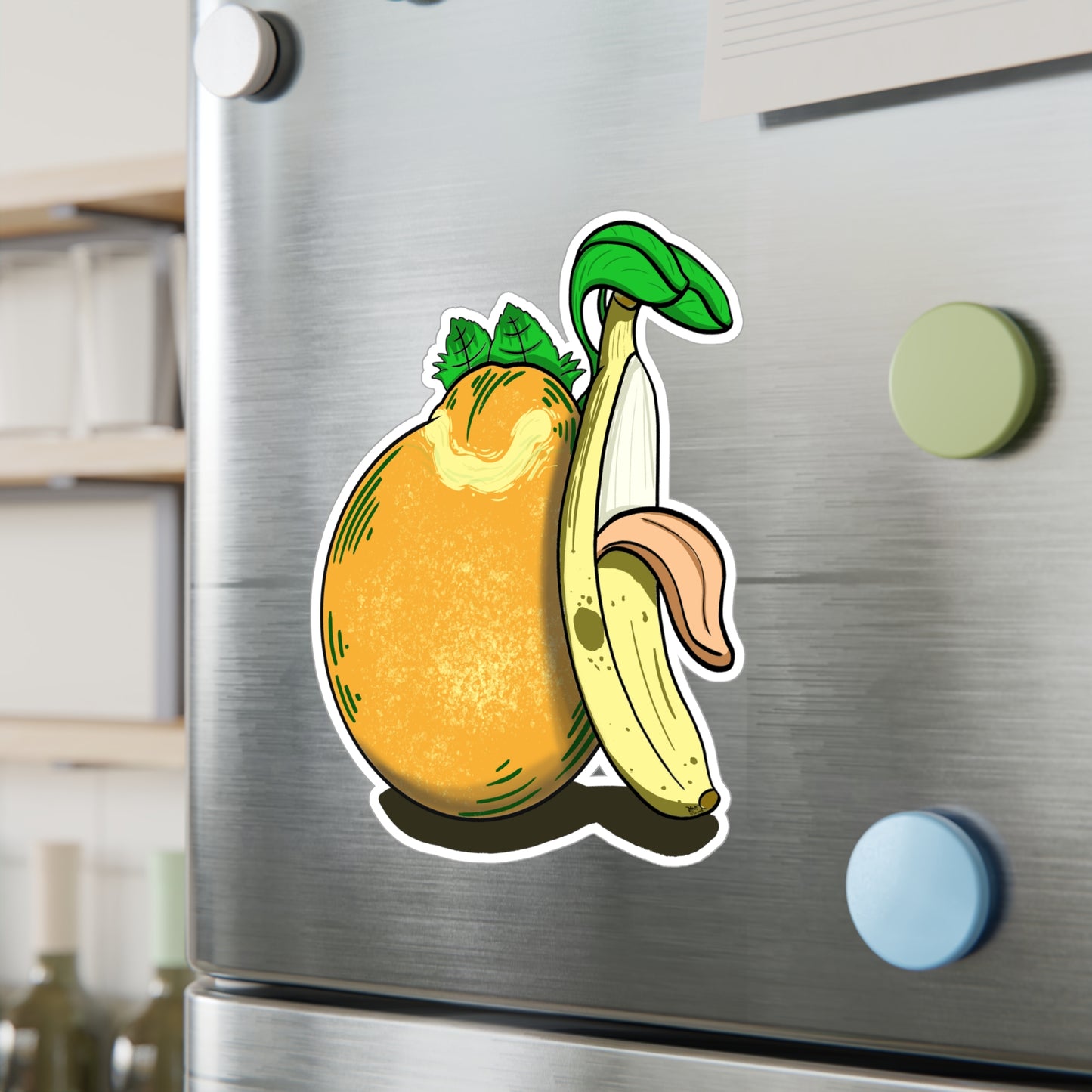 Hungry Orange and Clueless Banana pals (STICKER)